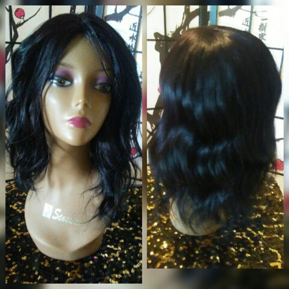 12 inch human remy bob wave hair wig